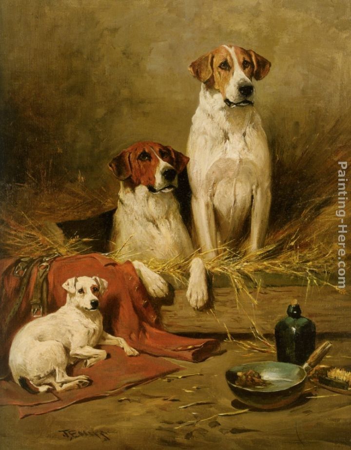 John Emms Foxhounds and a Terrier